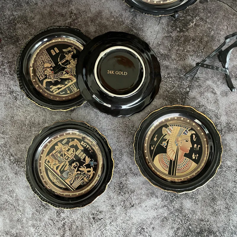 Export to Egypt: Original Ceramic Display Plates, Exotic Gold Plated Ornaments