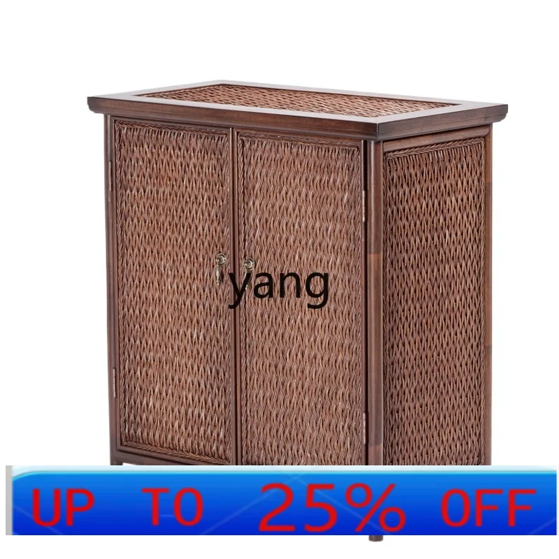 LH rattan shoe cabinet household large-capacity solid wood multi-layer locker entry porch storage