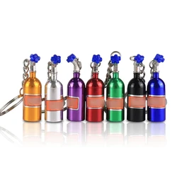 7 Colors Creative NOS Bottle Keychain Aluminum Alloy Nitrogen Bottle Keyrings Auto Metal Key Pendant Car Interior Accessories