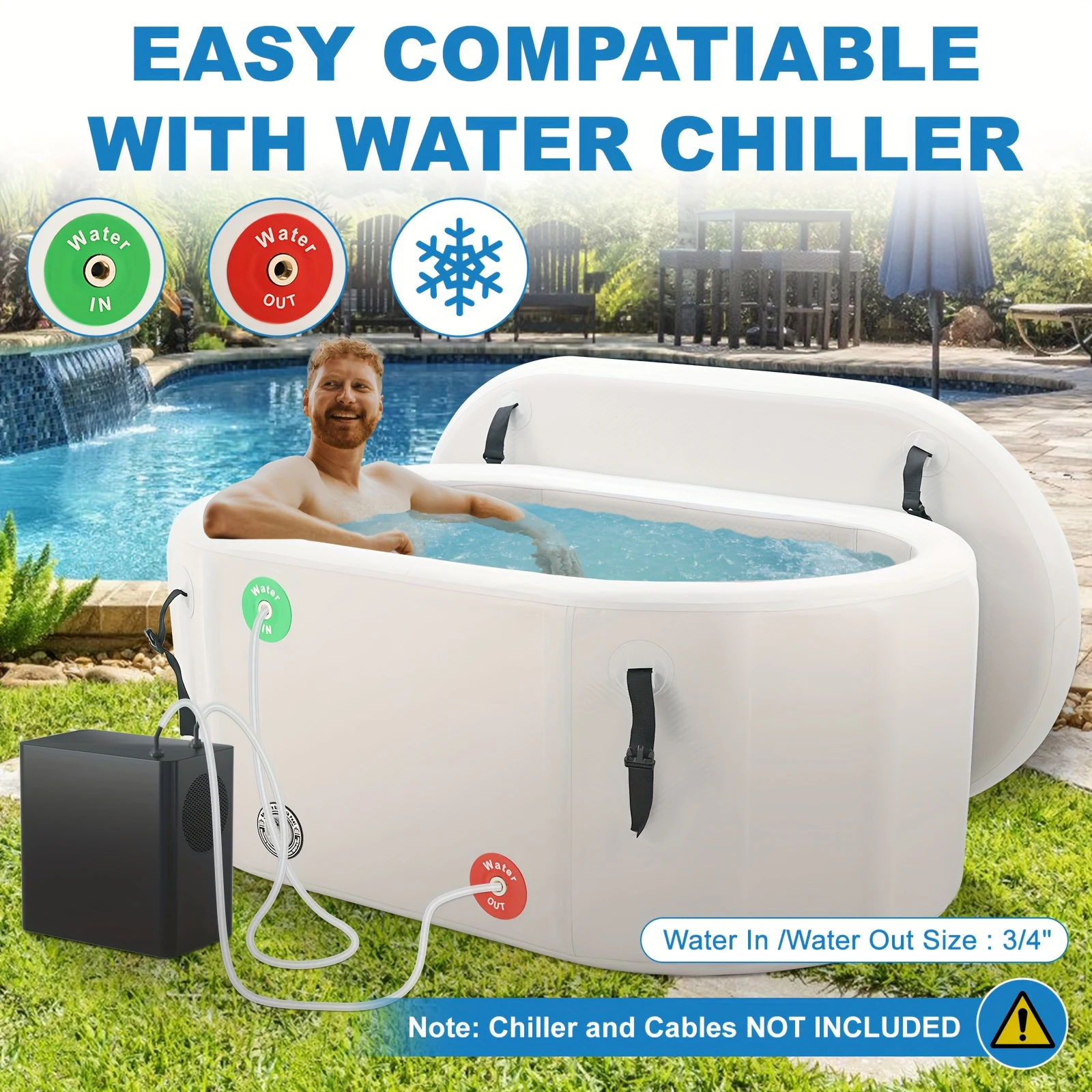 Ultimate Cold Plunge Tub Inflatable Ice Bath Tub With Cover for Athletes Portable & XL Size, Water Chiller Compatible  132/150cm