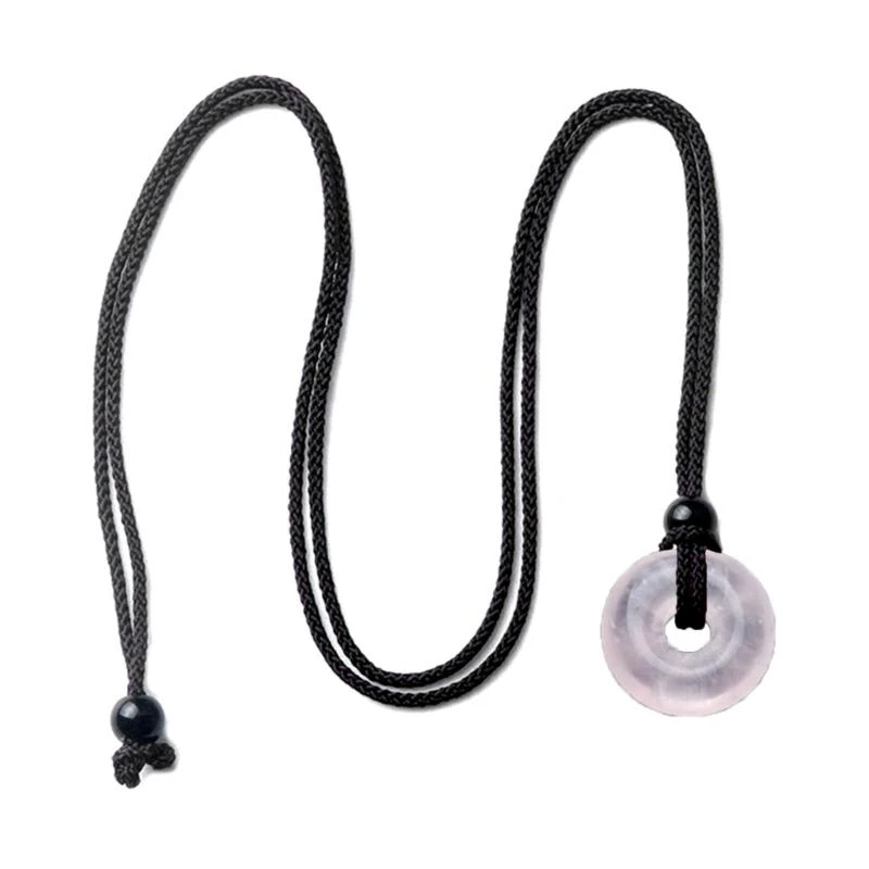  Novel Crystal Agate Stone Pendant All-matched Clavicle Chain Adjustable Black Rope Cold Wind Safety Buckle Necklace