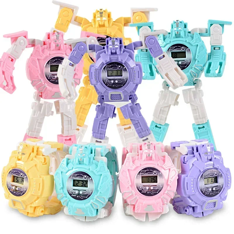 Cartoon Electronic Deformation Children Watch Children Creative Manual Transformation Robot Toys Perfect for Children's Birthday