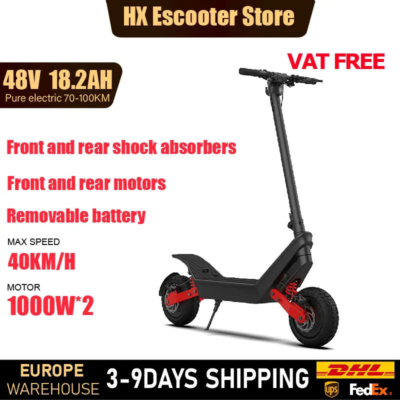 HX X10 48V Powerful Electric Scooter Adult 2000W 18.2AH Electric Kick Scooter Foldable 11.0 inch Self-Balance E Scooter