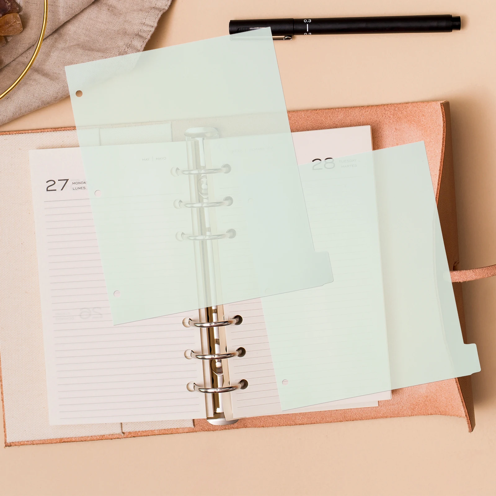

A4 Separator Pages 3 Hole Binder Dividers Refill Folder Accessories Pp Material Sturdy Waterproof Document Protection School