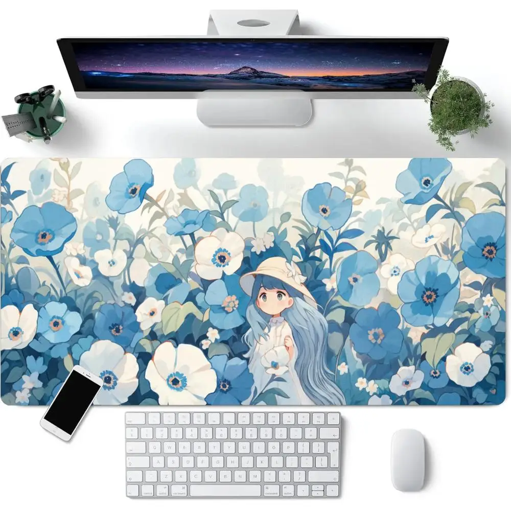 

Коврик для мыши с рисунком девушки в стиле аниме, большой коврик для компьютерного офисного игрового стола, XXL, нескользящий резиновый коврик для игровой клавиатуры, коврик для мыши, длинный настольный коврик