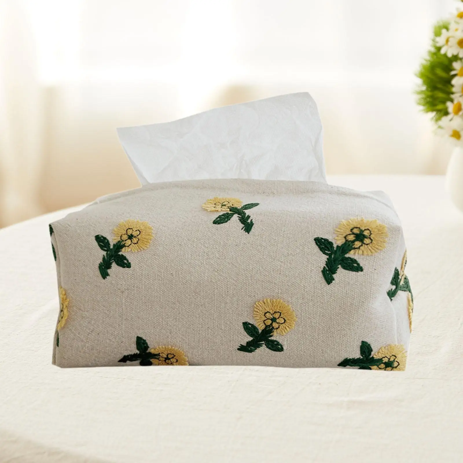 غطاء علبة مناديل من قماش الكتان علبة مناديل ناعمة لغرفة النوم في المكتب #1