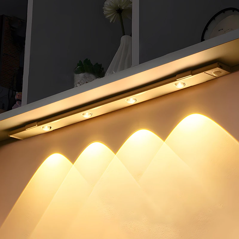 Veilleuses LED avec détecteur de mouvement, bande lumineuse sans fil, aste par USB, lampe de chambre pour armoire de cuisine, éclairage de garde-robe de chambre