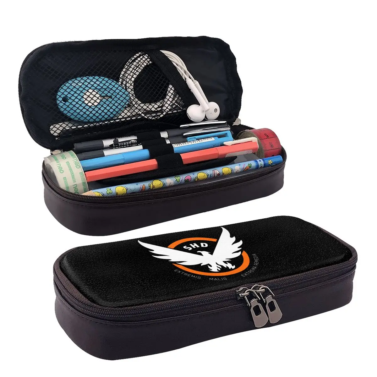 

The Division 2 Shd Strategic Homeland Division Leather Pencil Case for Boy Girl School Pen Box Pencil Supplies Pen Holder Bag