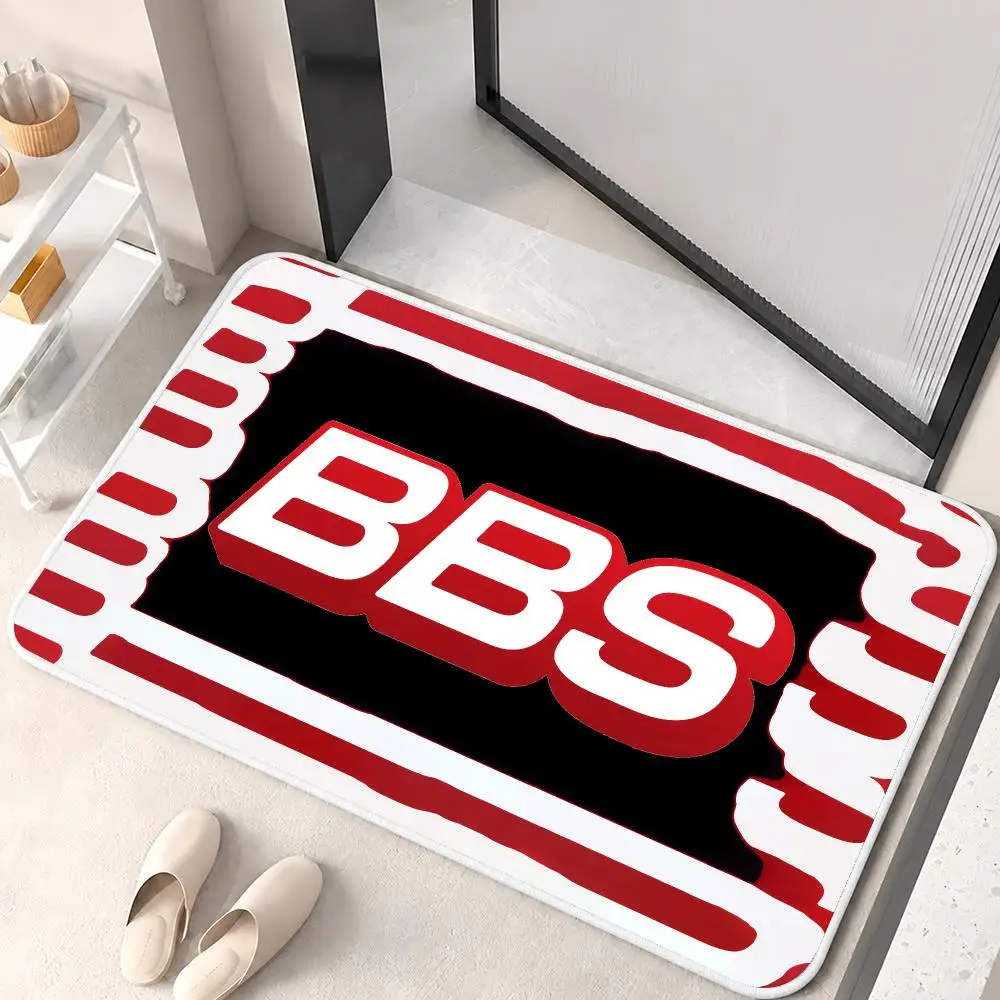 B-BBS Racing Tire Logo Floor Mat Flannel Rug Soft Non Slip Washable Door Mat For Bathroom Bedroom Kitchen Home Decor