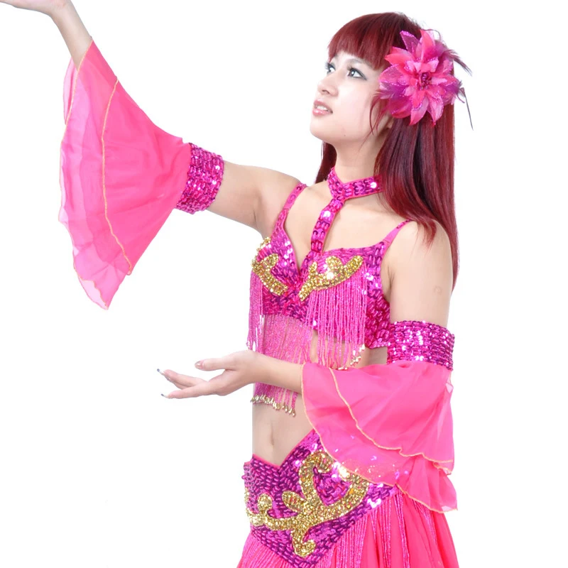 Women Double-layer Belly Dance Costume Accessories Arm Sleeves Belly Dancing Chiffon Adjustable Hand Veils Decoration 11 Colors