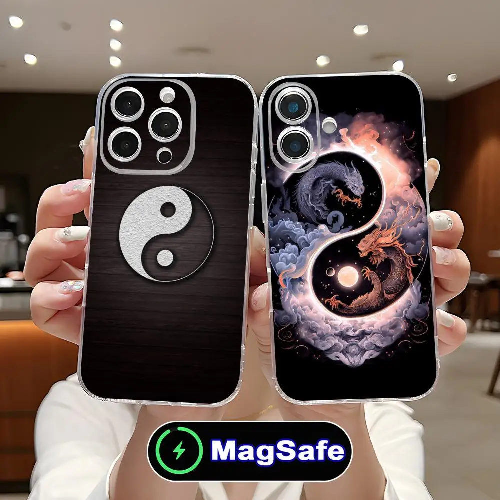 

Роскошный чехол для телефона Tai Chi для iPhone 17 16 15 14 13 12 11 Air Pro Max Plus Mini Magsafe, прозрачный, цветной, красивый чехол