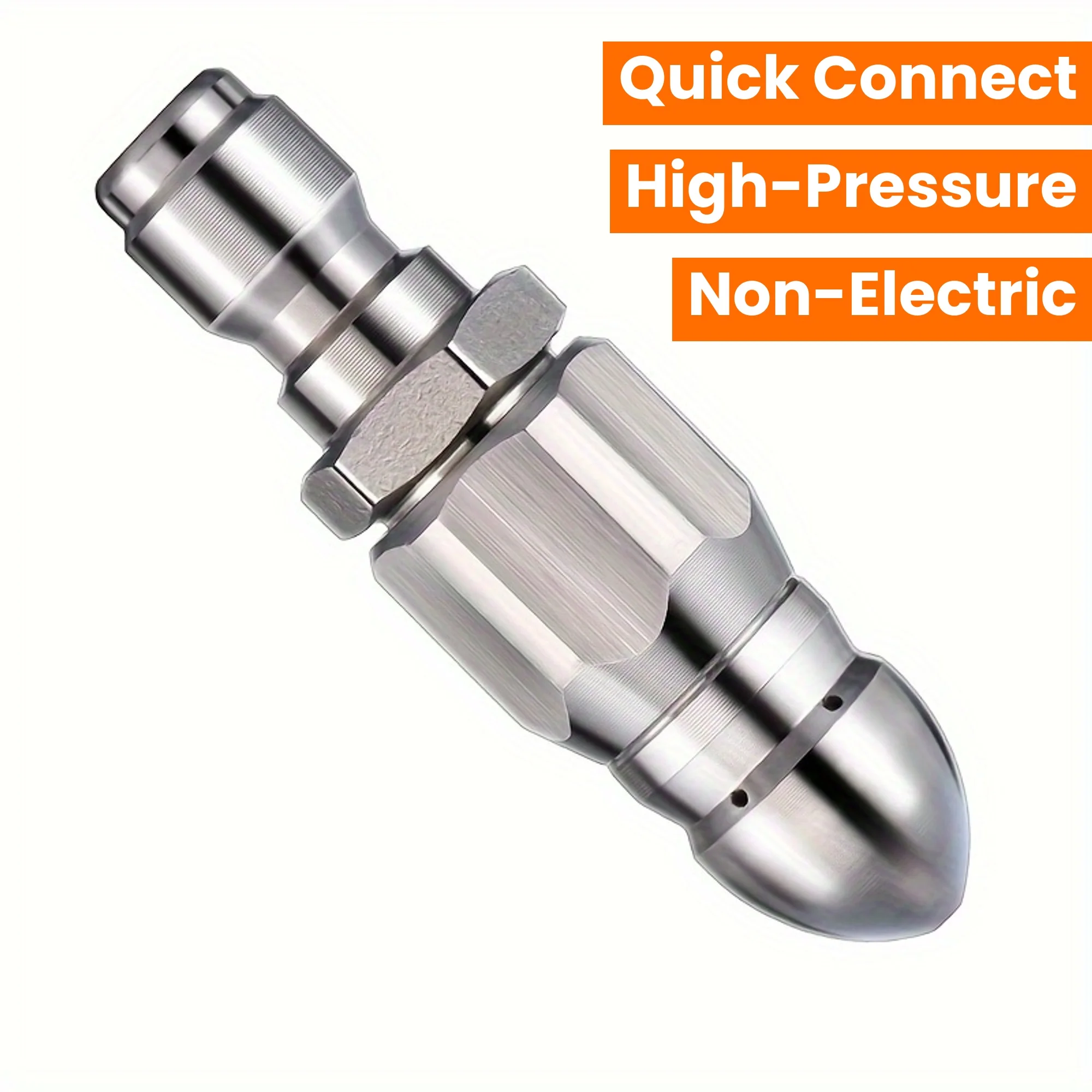 1/4 Inch High-Pressure Water Jetting Hose Nozzle, 5000 PSI, Quick Connect Drain Clog Remover, Non-Electric Manual Operation
