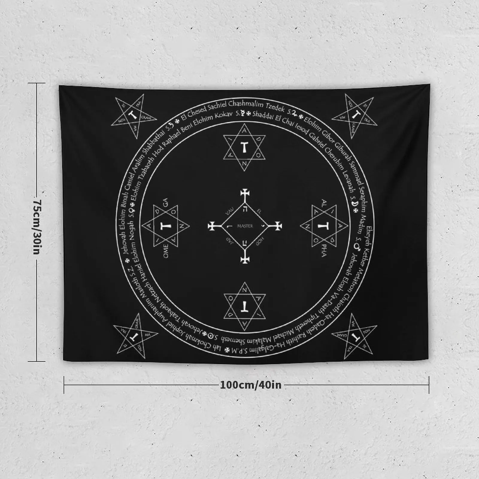 Classic Magic Goetia Circle. White on Black version. Tapestry Room Decorations Aesthetics Wall Decor Hanging