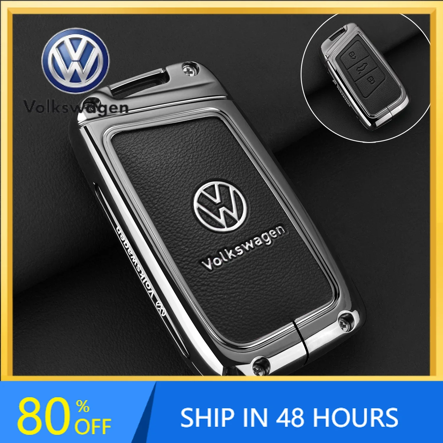 

2026 Hot For VW VOLKSWAGEN Alloy Leather Car Smart Remote Key Case Fob Cover Protector Shell For Volkswagen VW Magotan Passat B8
