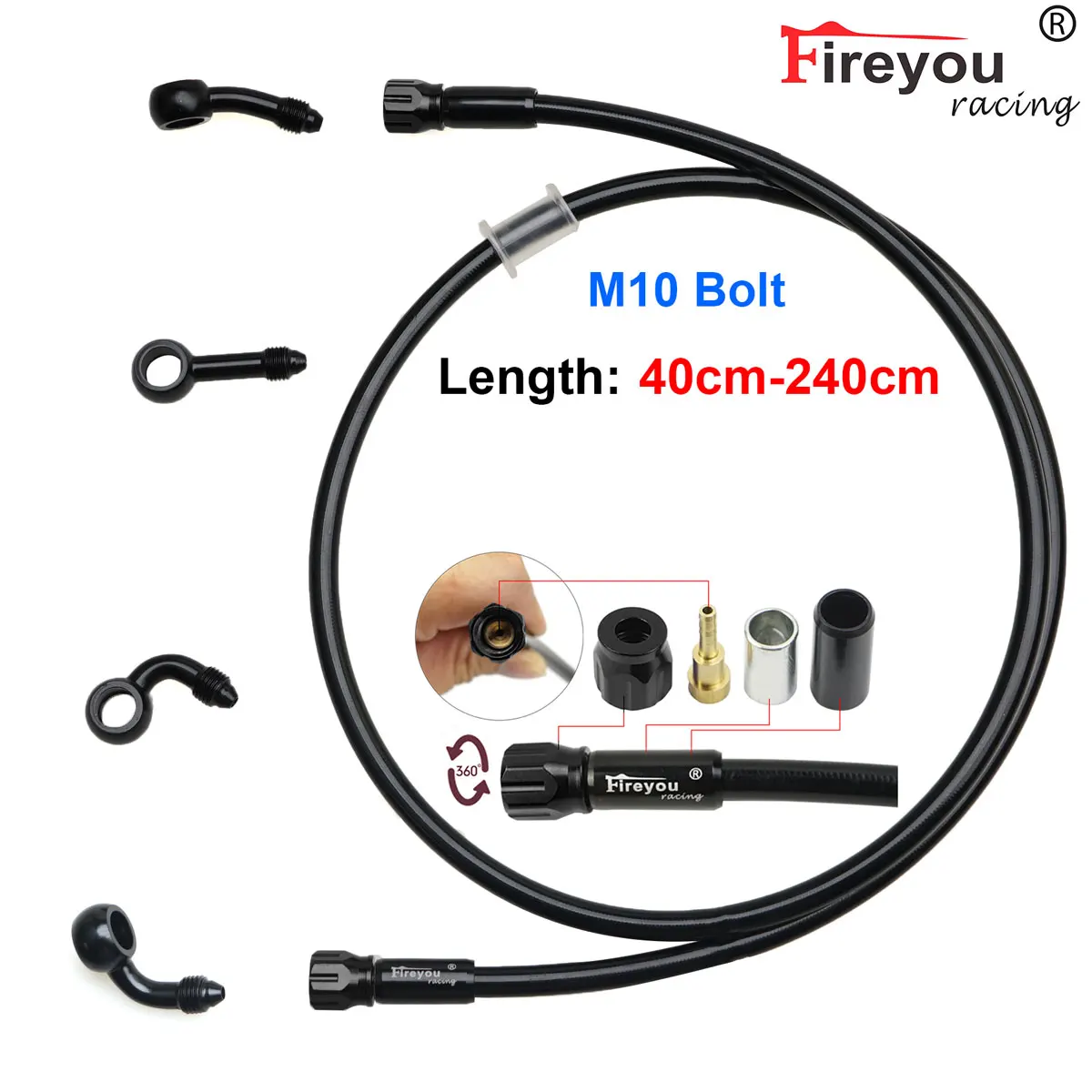 AN3 مضفر خرطوم الفرامل دراجة نارية قابض هيدروليكي أنبوب أسطوانة رئيسية 4 × كابل فرامل البانجو للدراجات النارية ياماها هوندا Drz Dio #1