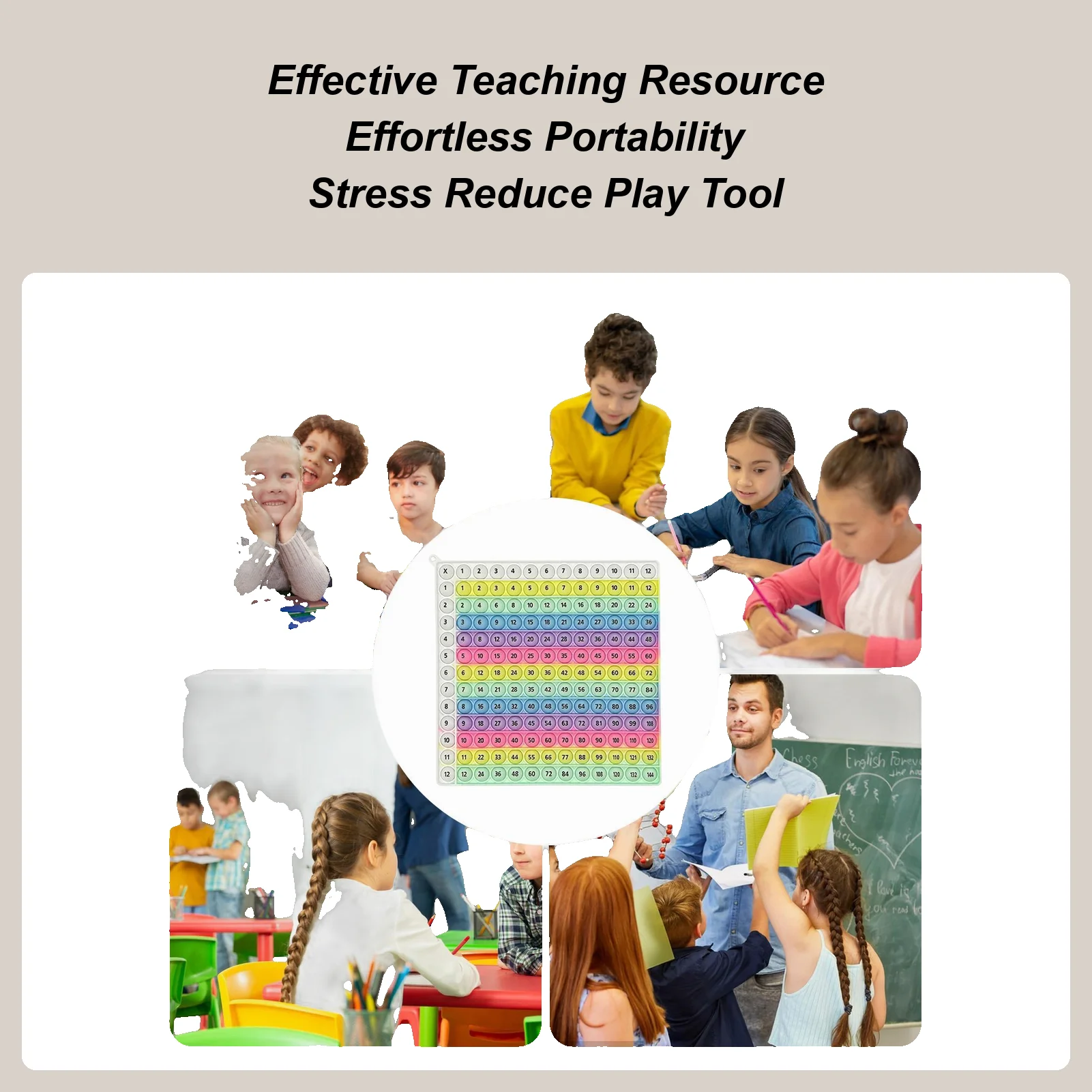 Gioco di moltiplicazione Fidget Grafico Giocattoli educativi Silicone Arcobaleno Gioco da tavolo matematico per studenti Bambino Bambini Ragazzi Ragazze Scuola