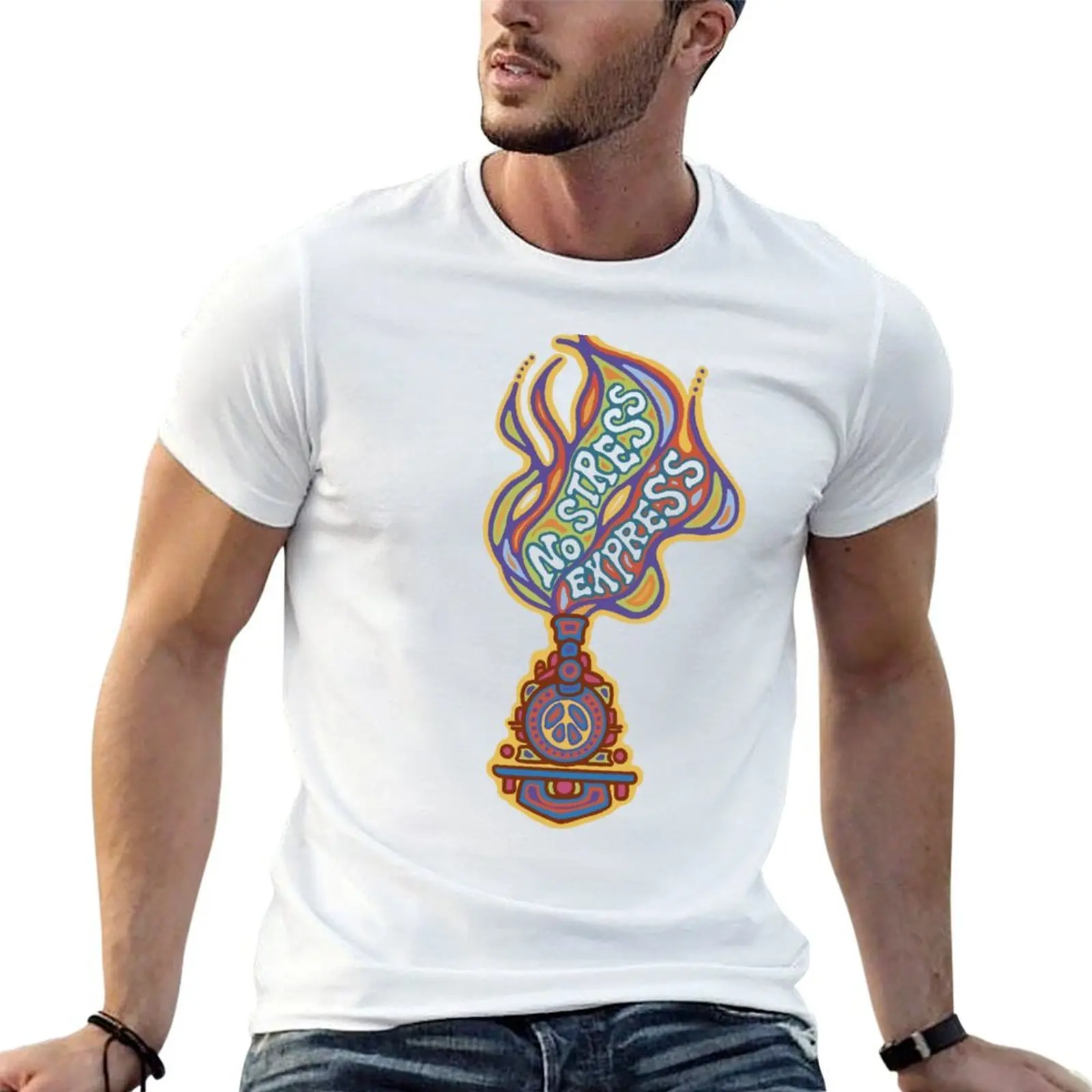 No Stress Express in Colour T-Shirt graphic t shirt vintage designer shirts mens designer t shirt
