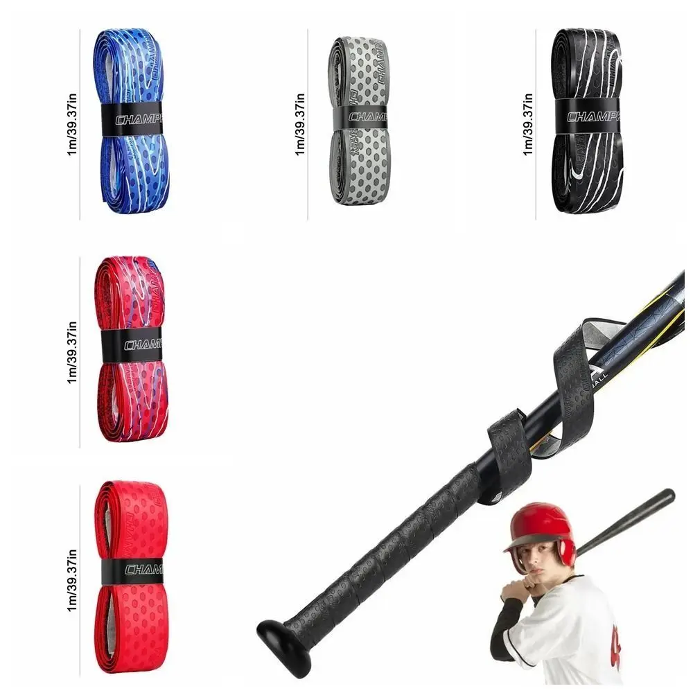 Antiscivolo PU Strisce Bat Grip Nastro Elasticità Sensazione a secco Baseball Sweatband Nastro 1m Anti-scivolo Racchetta da tennis Maniglia Grip Badminton