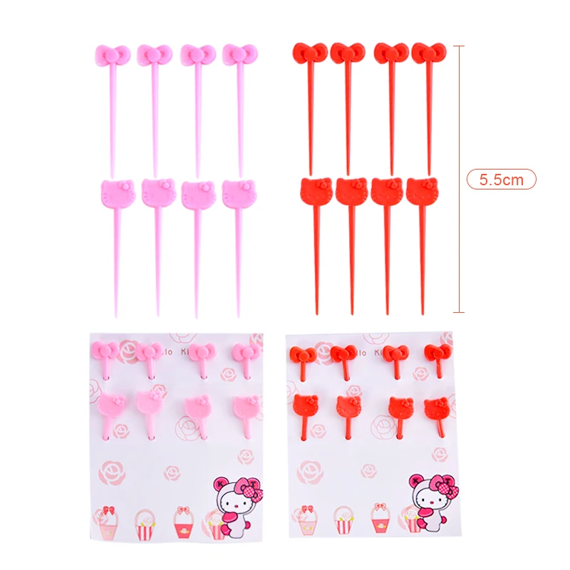 1set Cat Paw Car Frog Fruit Fork Mini Cartoon Children Snack Cake Dessert Food Fruit Pick Toothpick Bento Lunches Party