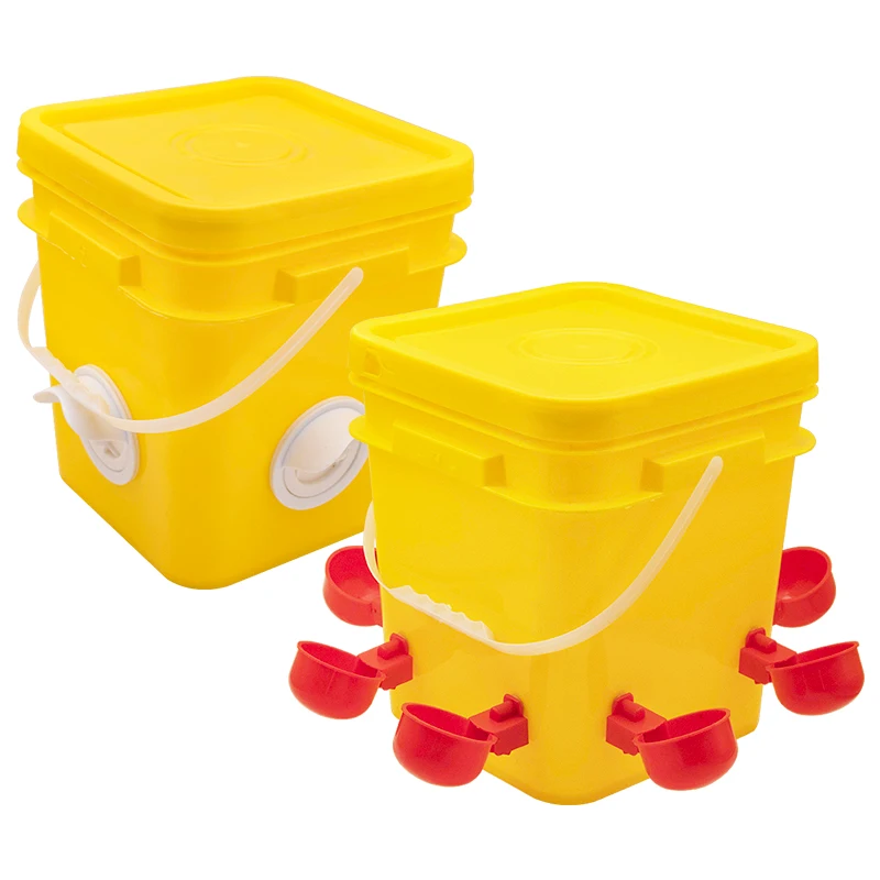 مجموعة أدوات تغذية الدجاج والبط والأوز سعة 10 لتر مع 8 أكواب تعبئة تلقائية و4 منافذ للحلمات الأفقية للدواجن