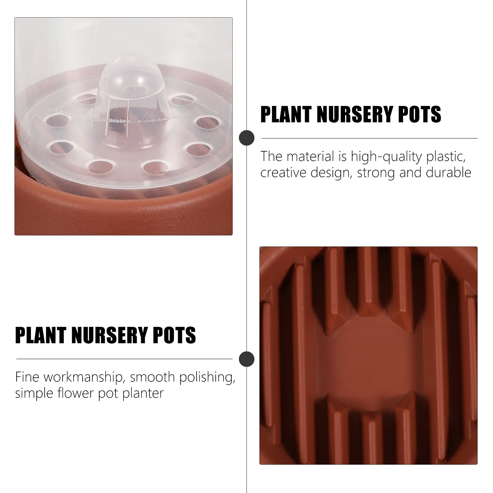 植物用の屋内蘭ポット、苗床カップ、プランター容器、栄養プラスチックボウル、シンプルな小さなスターター、5セット