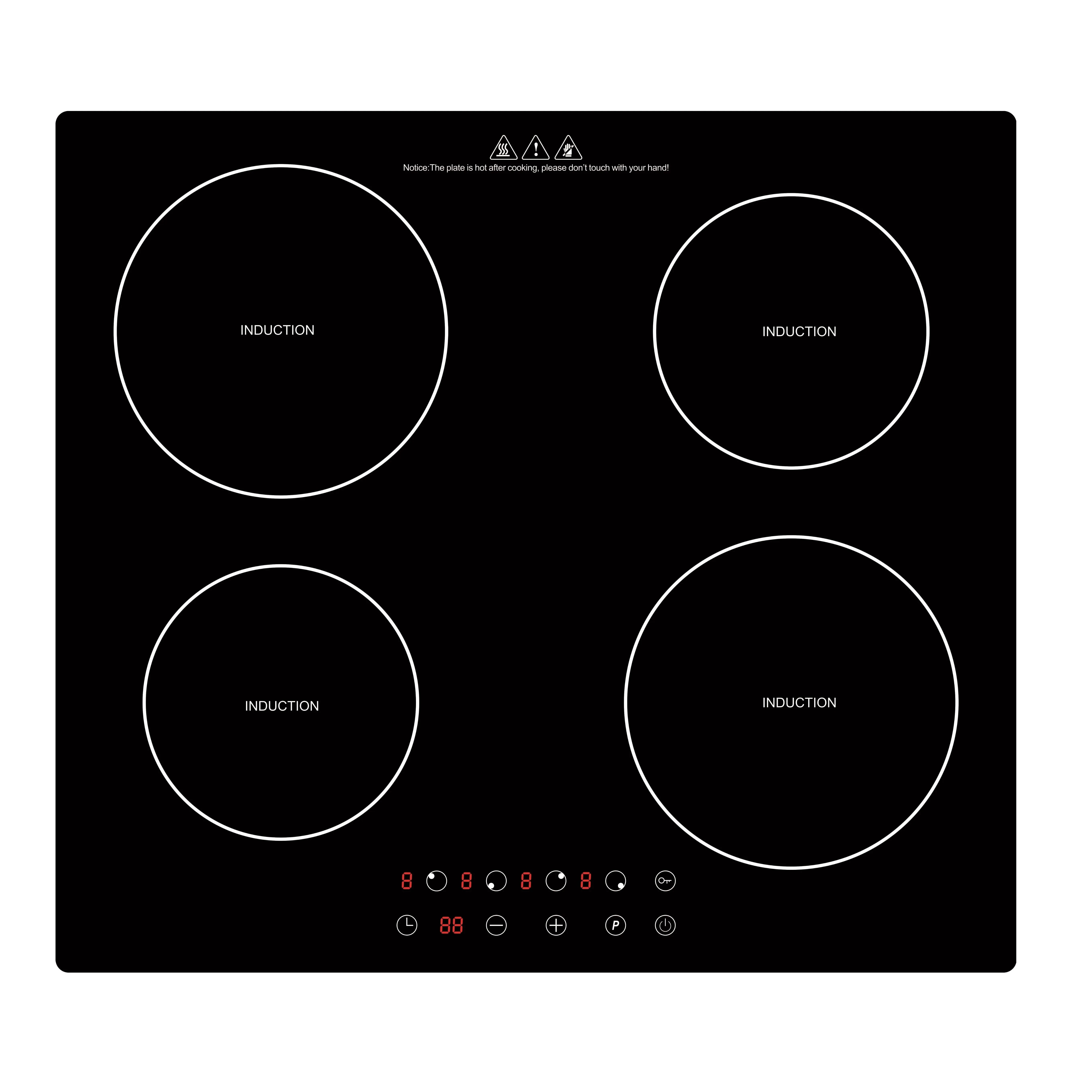 80CM 4 Burners 7400W CE Smart Detector Slider Control IH Family Party Induction Hob Cooker