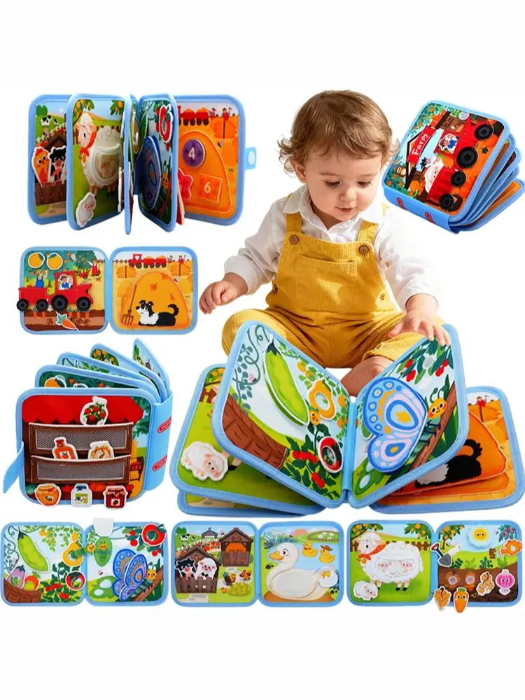 Tablica Manipulacyjna 3D Farma, Książeczka Cicha, Miękki Filc, Zabawka Montessori Rozwijająca Motorykę Małą, Wczesna Edukacja, Zabawki Podróżne Dla Dzieci, Prezenty — 2
