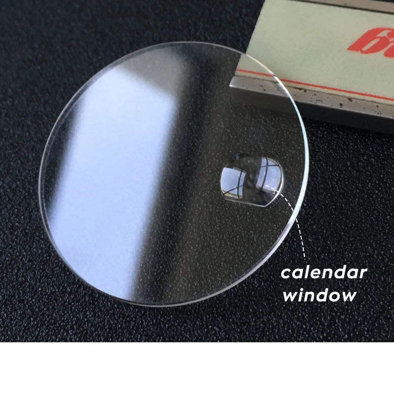 Date Window Sapphire Watch Glass Round Flat Sapphire Timepiece Crystal with Bubble Magnifier 1.2mm Thick 29mm-32mm Diameter