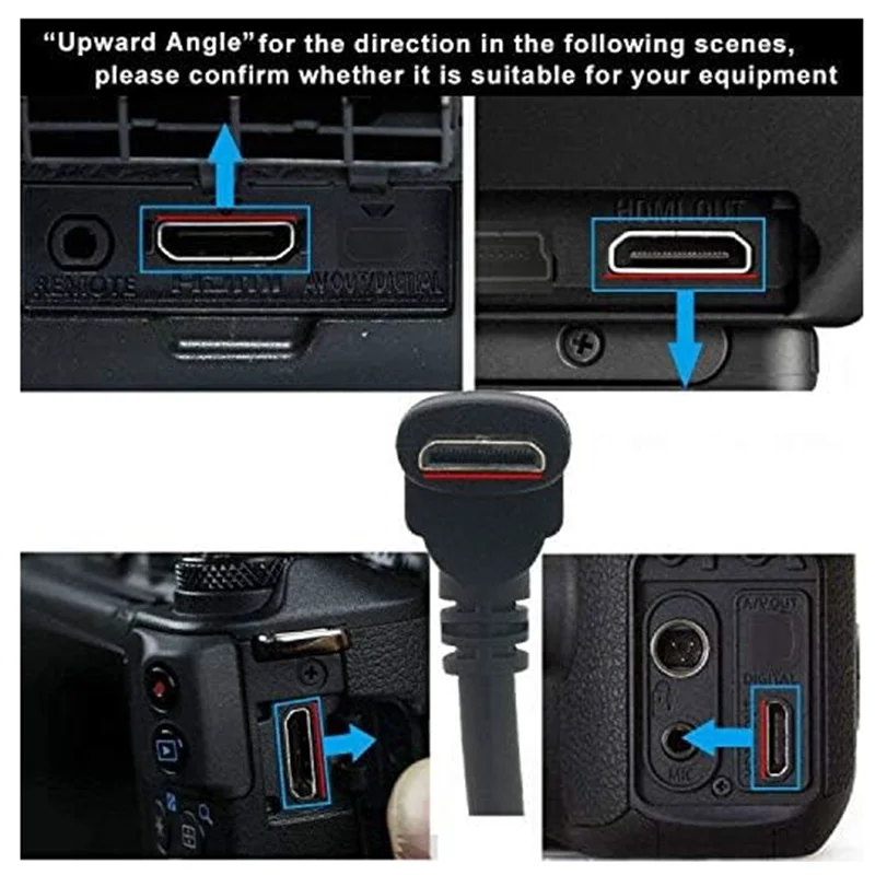 90 Degree Mini HDMI-compatible Male to HDMI-compatible Female Converter OTG Cable 1080P, Suitable for Digital Camera Camcorder