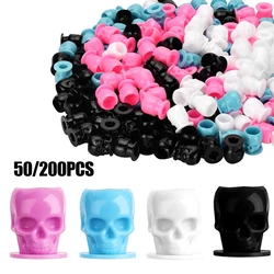 200/50Pcs Disposable Tattoo Ink Cups With Base Skull Cup Permanent Makeup Pigment Holder Container Tattoo Caps Tattoo Accessory
