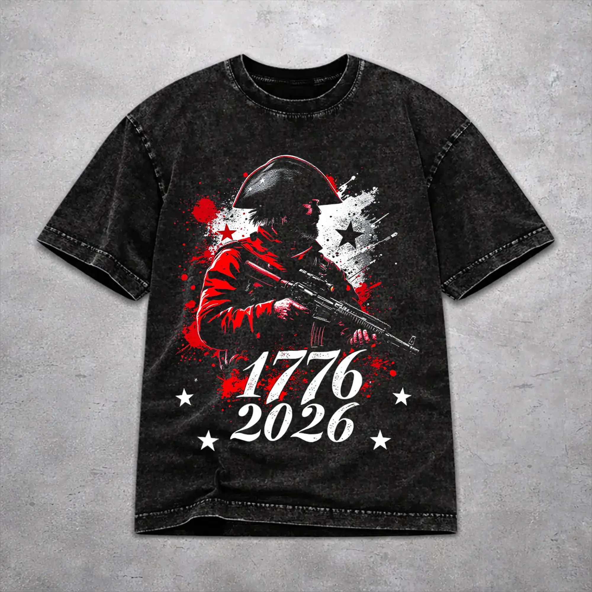 Men Women 1776-2026 Patriotic Soldier Shirt Graphic Printed Cotton Washed  Harajuku T-Shirts