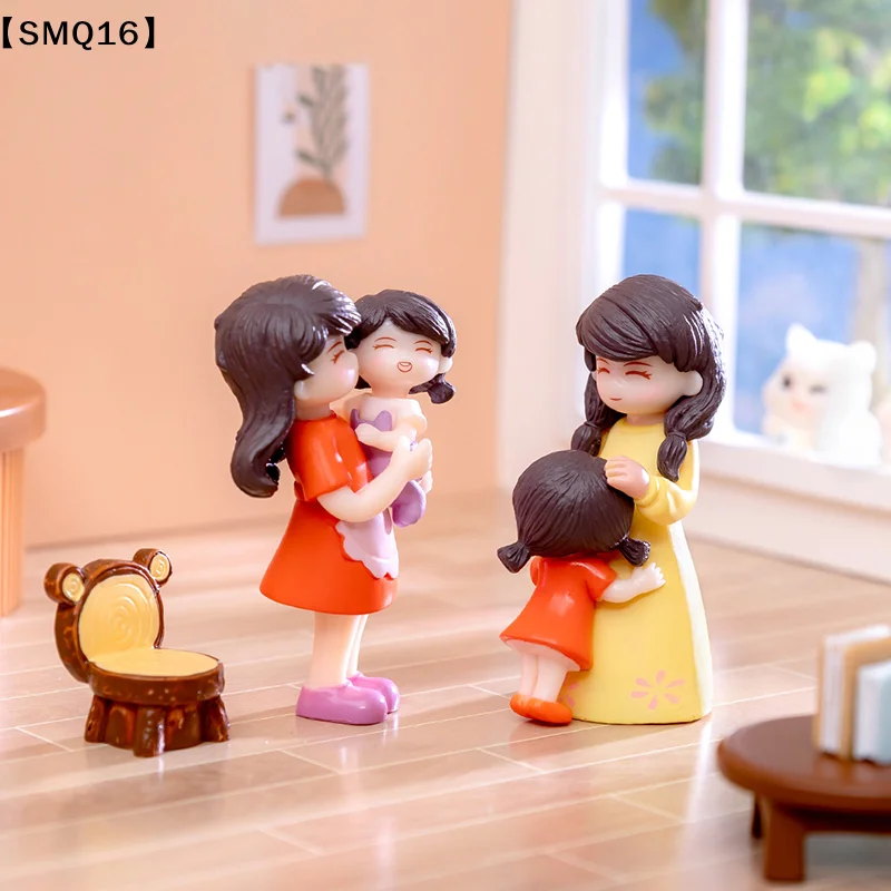 1pc Miniatures Figurines Mother's Day Mother And Daughter Figure Doll Micro Landscape DIY Home Desktop Decoration Ornaments【SMQ】