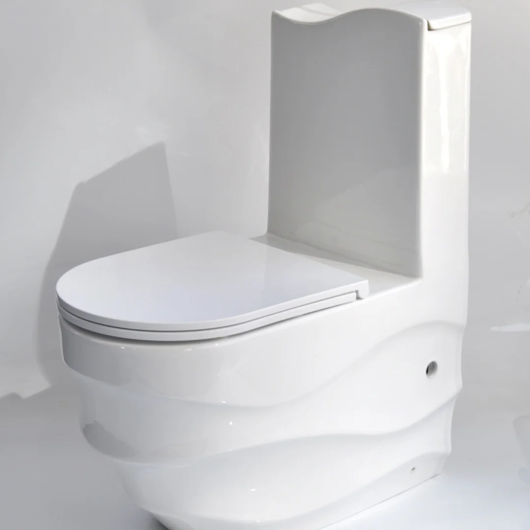 Chaozhou Factory White Rimless Bathroom Wholesale Wave Shape One Piece  S Trap P Trap Ceramic  Wc Water Closet  Toilet