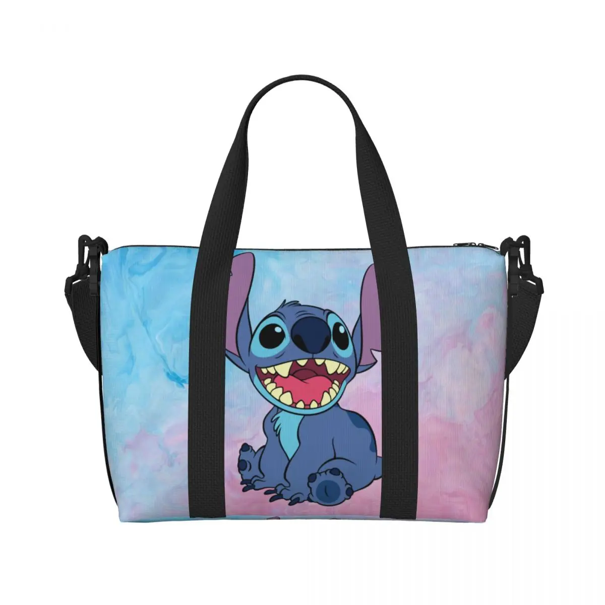 Custom Cute Stitch Disney Tote Bag Women Large Capacity Kawaii Gym Beach Shoulder Travel Bag