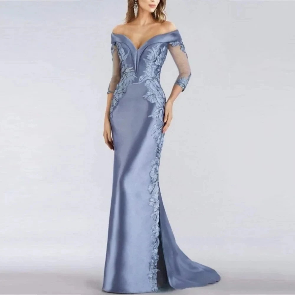 

New Mother of the Bride Dresses 2025 Off-Shoulder V-neck Wedding Guest Gowns with Appliques Dress Women for Party Party