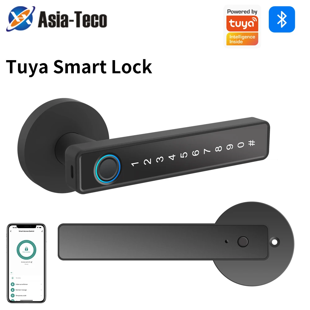 Picture: TTLock intelligent biometric fingerprint door lock Bluetooth support tuya app keyless entry and password electronic handle lock