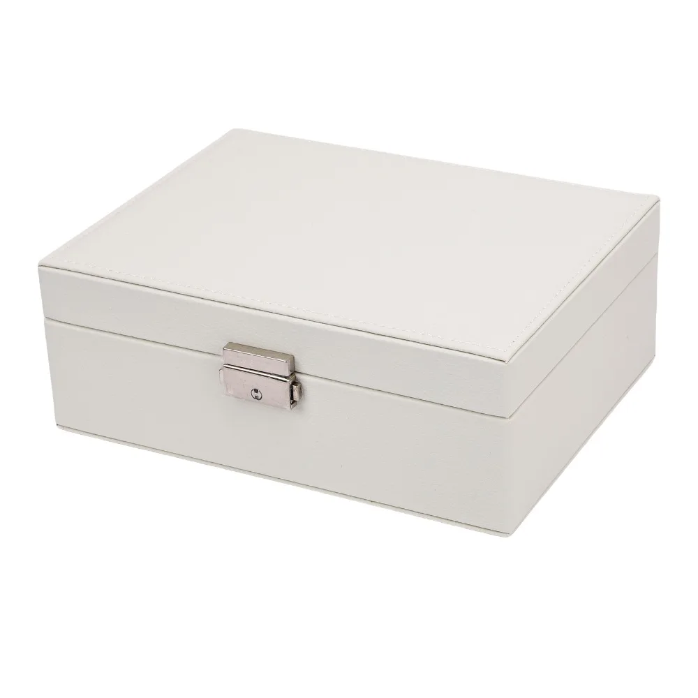 1pcs Elegant 2 Layer Jewelry Storage Box PU Leather Lockable Jewelry Organizer Box Jewelry Display Case For Women