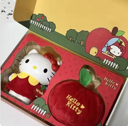 2024 New Sanrio Hello Kitty Apple Speaker Kawaii Hellokitty Anime Figures Room Ornaments Doll Hellokitty Speaker Gifts For Girls