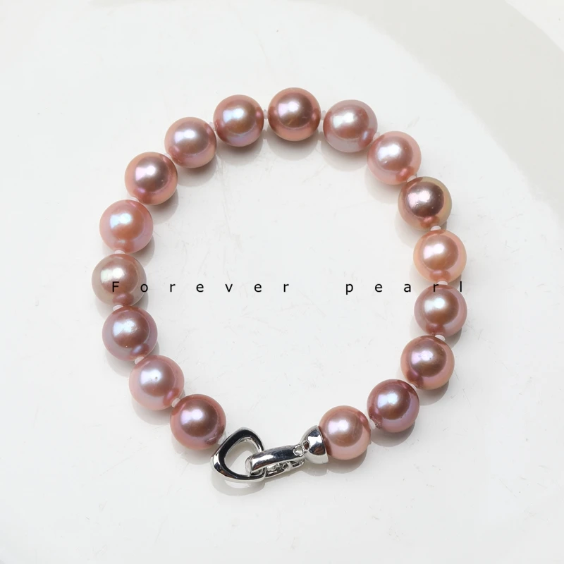 10-11mm Natural Freshwater Colorful Candy Colored Edison Bracelet with 14K Gold Filled Heart-shaped Buckle Fashionable Gift