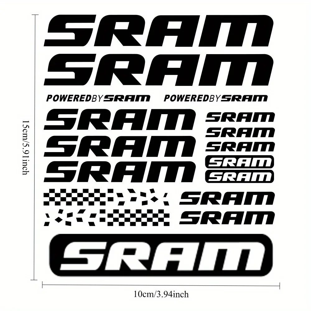 SRAM 2D Flat Rainbow Holographic PVC Decals Waterproof Scratch Resistant Stickers for Bike Frame Motorcycle Helmet