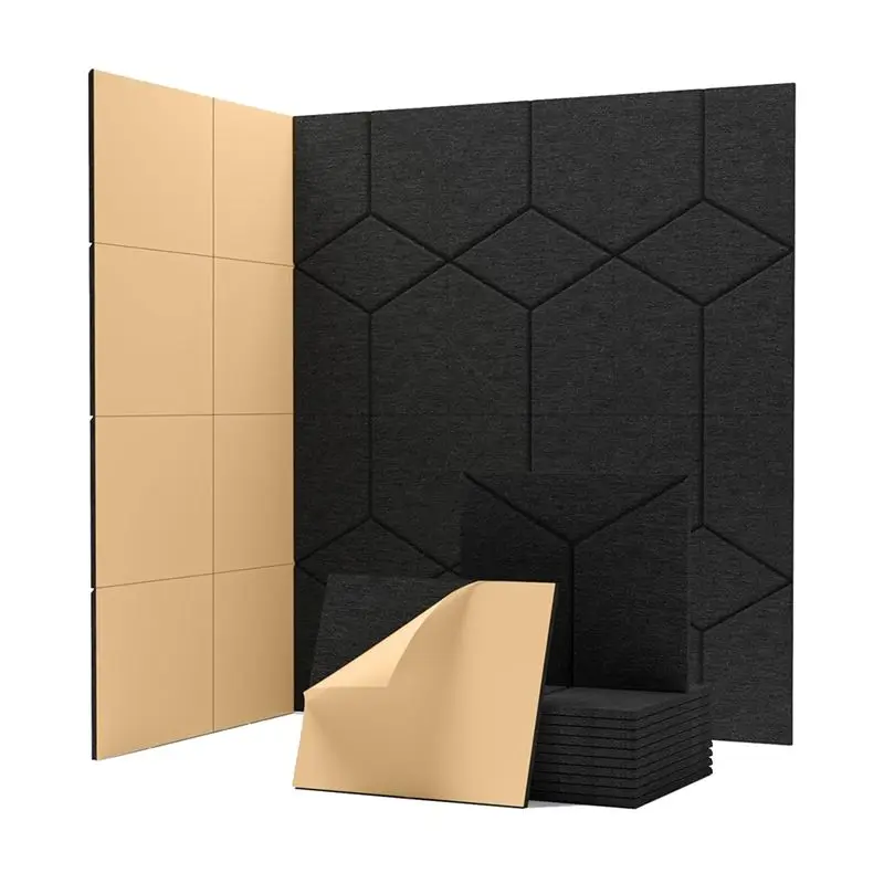 12 Pack Soundproof Wall Panels Self Adhesive, High Density Sound Proofing Panels For Home Studio, Living Room-A00E