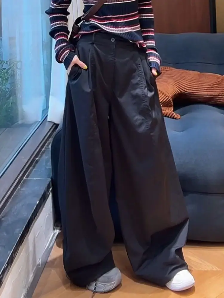 

Свободные повседневные брюки с эффектом похудения, прямые, однотонные, с высокой талией, модные женские брюки на весну-осень, новые длинные брюки