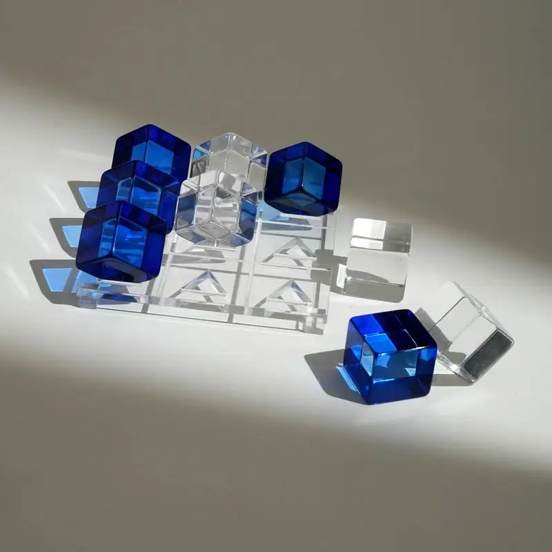 مجموعة ألعاب Tic Tac Toe باللونين الأزرق والأبيض من الأكريليك للأطفال والكبار، نشاط داخلي ممتع، مثالية للألعاب العائلية الليلية والحفلات