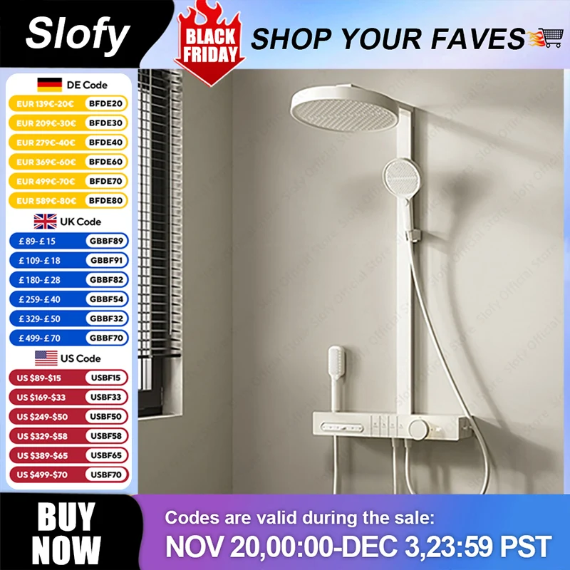 Modern Large Rainfall Shower System With Digital Display Multiple Modes Shower Set Piano key Concealed bottom Outlet Home Hotel