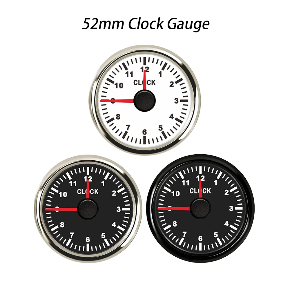 

52 мм водонепроницаемые часы-метр 12 часов с красной подсветкой 12 В 24 В для автомобиля, лодки, грузовика, мотоцикла, универсальные