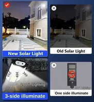 Powerful LED Solar Outdoor Led Courtyard Wall Lamp Rechargeable Human Body Induction Garden Terrace Garage Door Street Lighting 4