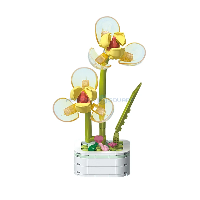 Orchidées Plantes en Pot MOC 103AP 7 décennie s de Construction Bonsaï Fleur Éternelle, Idées de Maison, Briques d'Ornement, Jouet DIY, Cadeau pour Bol et Garçons