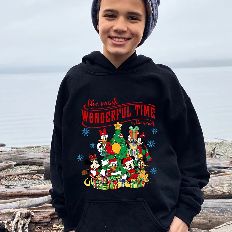 Mickey and Friends The Most Wonderful Time Of The Year Merry Christmas kids hoodie holiday gift for boys and girls