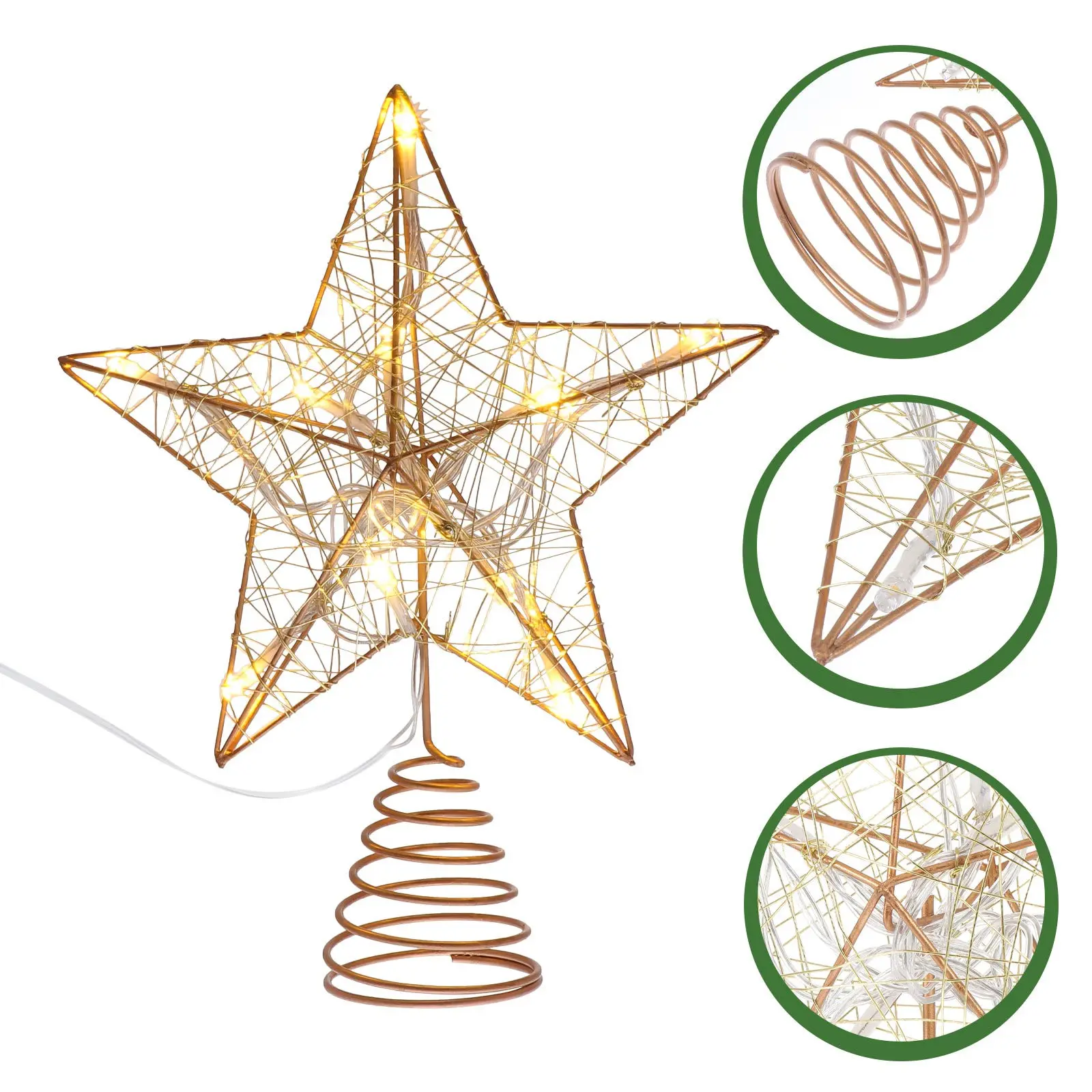 

Treetop Star Lights Christmas Decorations Lamp Delicate Small Lighted Topper Wrought Adorn