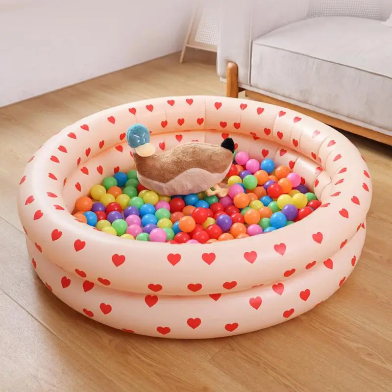 Kids Swimming Pool Multifunctional Foldable Inflatable Pool Space-Saving Round Swimming Pool Soft Padding Pool for Ball Pool Toy